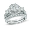 Thumbnail Image 1 of 2 CT. T.W. Diamond Cluster Frame Bridal Set in 14K White Gold