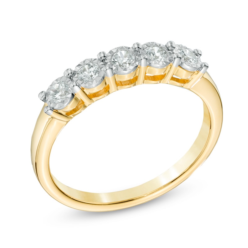Main Image 2 of 1/4 CT. T.W. Diamond Five Stone Band in 10K Gold