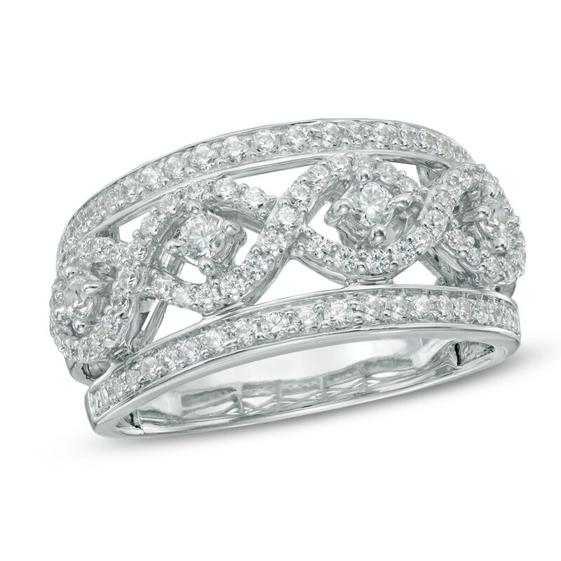 3/4 CT. T.W. Diamond Infinity Frame Anniversary Band in 10K White Gold