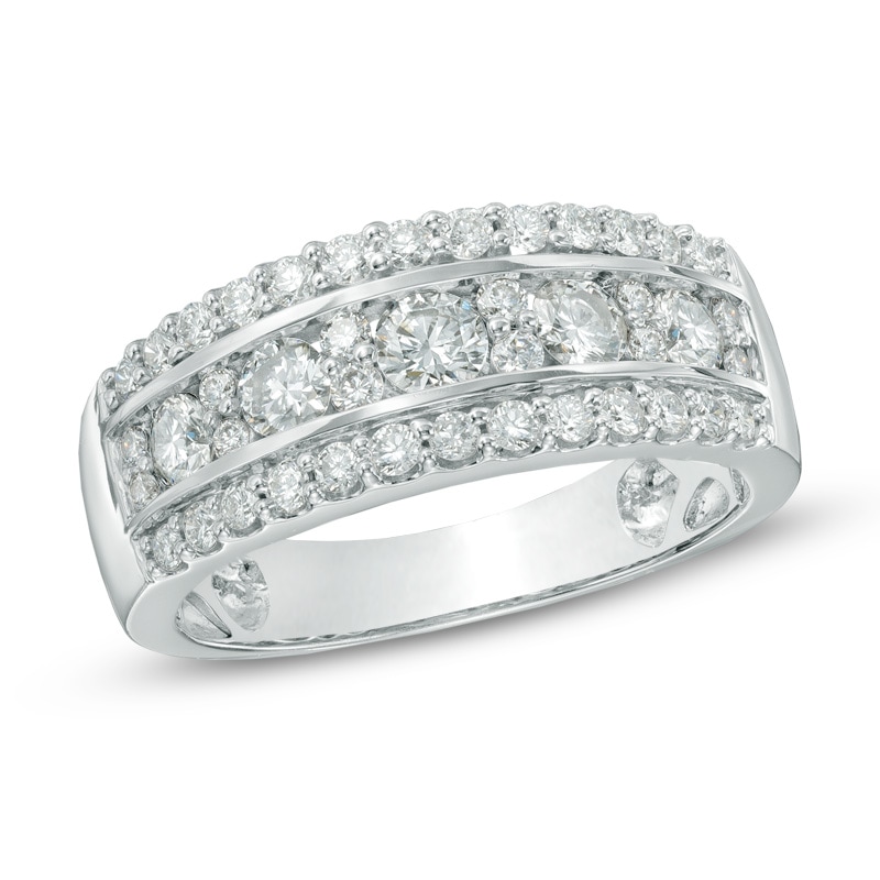 1 CT. T.W. Diamond Triple Row Anniversary Band in 14K White Gold