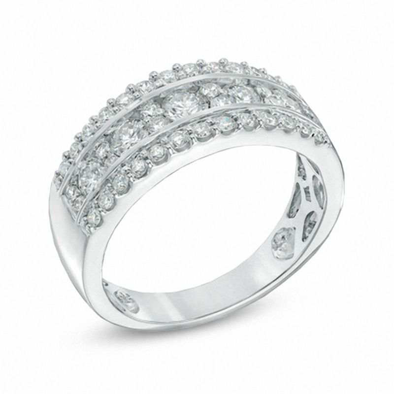 1 CT. T.W. Diamond Triple Row Anniversary Band in 14K White Gold