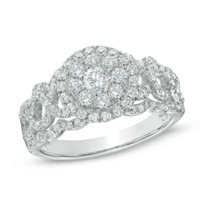 Main Image 1 of 1 CT. T.W. Diamond Cluster Twist Engagement Ring in 14K White Gold