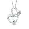 Thumbnail Image 1 of Enhanced Black and White Diamond Accent Interlocking Hearts Pendant in Sterling Silver