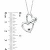 Thumbnail Image 2 of Enhanced Black and White Diamond Accent Interlocking Hearts Pendant in Sterling Silver
