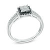 Thumbnail Image 2 of 1/2 CT. T.W. Quad Enhanced Black and White Diamond Frame Engagement Ring in 10K White Gold