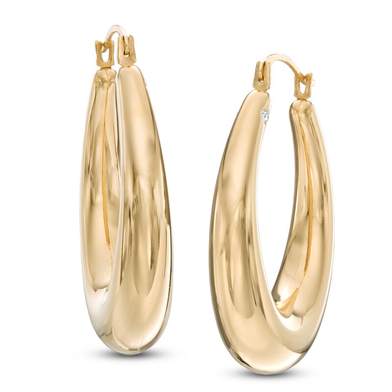 Oval Hoop Earrings in 14K Gold Over Resin