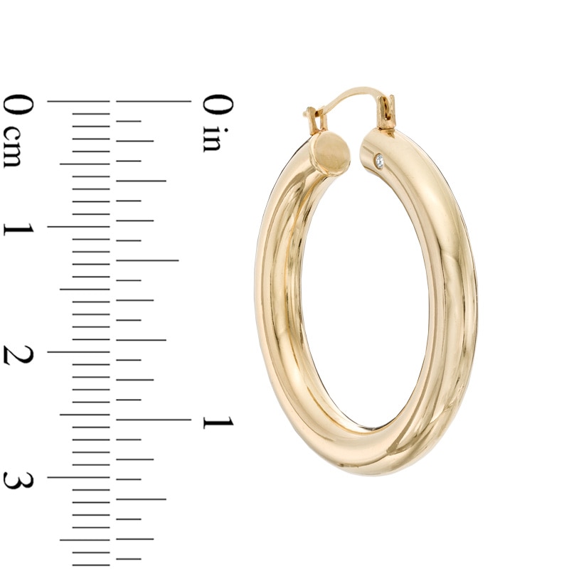 Main Image 2 of 34mm Polished Tube Hoop Earrings in 14K Gold Over Resin