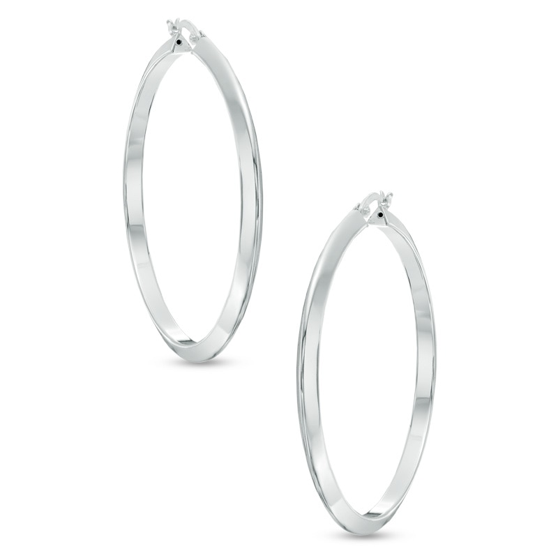 50mm Flat Hoop Earrings in Sterling Silver