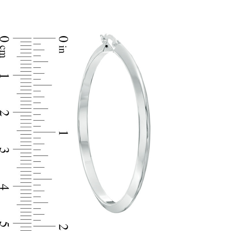 Main Image 2 of 50mm Flat Hoop Earrings in Sterling Silver