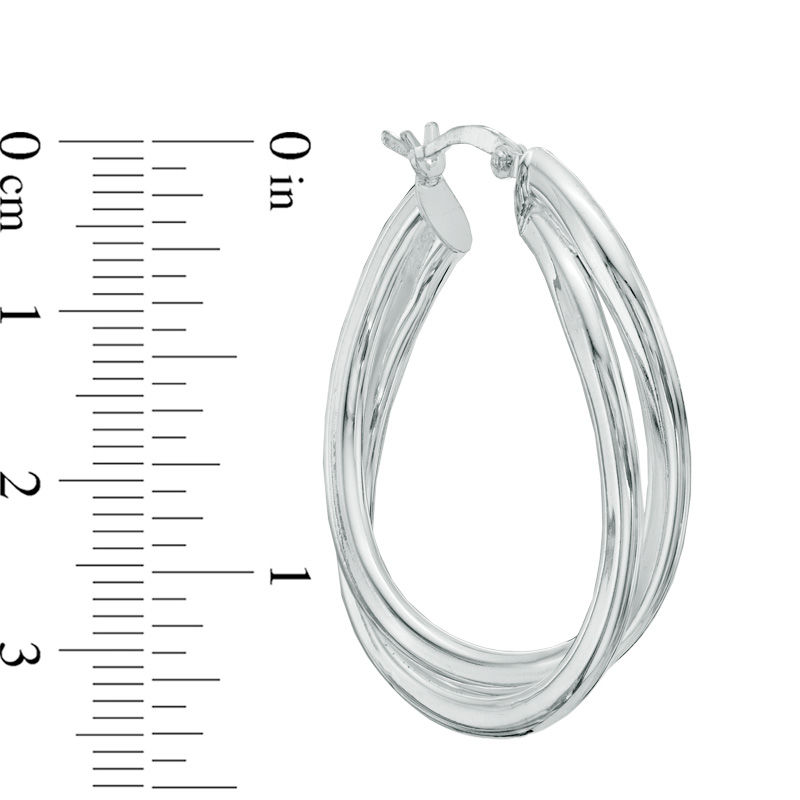 Main Image 2 of 38mm Double Wave Hoop Earrings in Sterling Silver