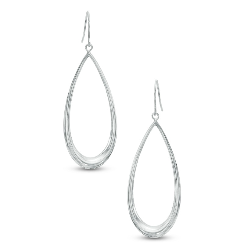 Teardrop-Shaped Drop Earrings in Sterling Silver