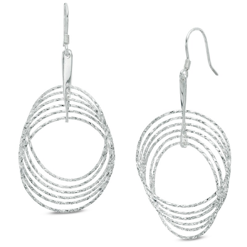 Multi-Circle Twist Drop Earrings in Sterling Silver