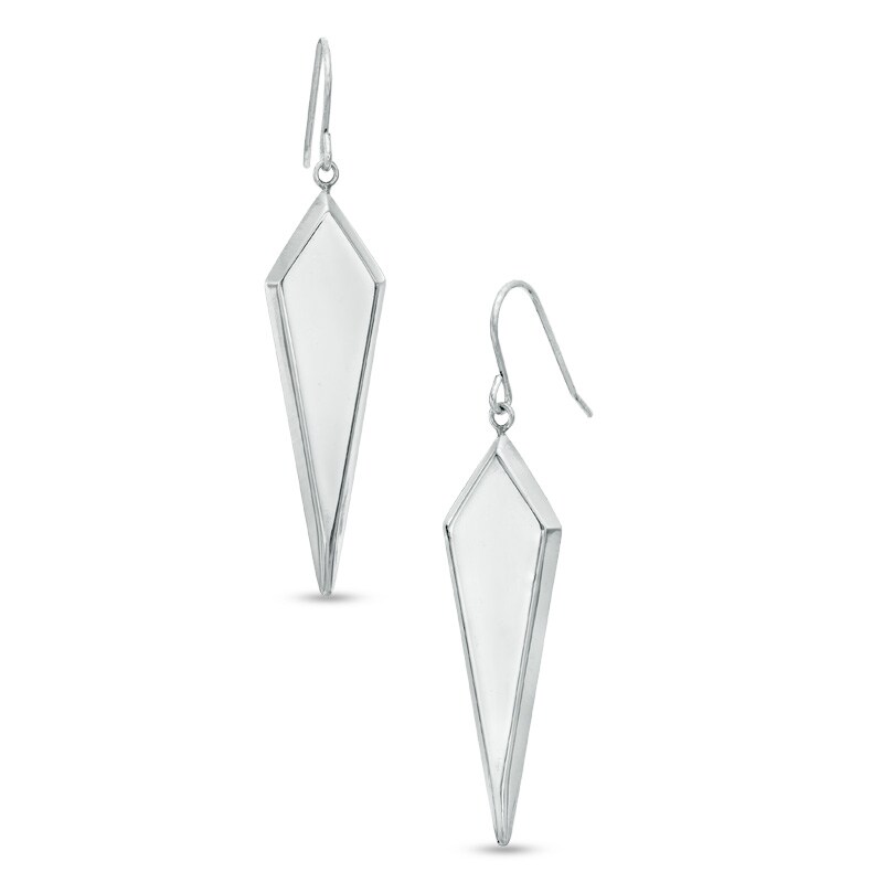Main Image 1 of Diamond-Shaped Drop Earrings in Sterling Silver