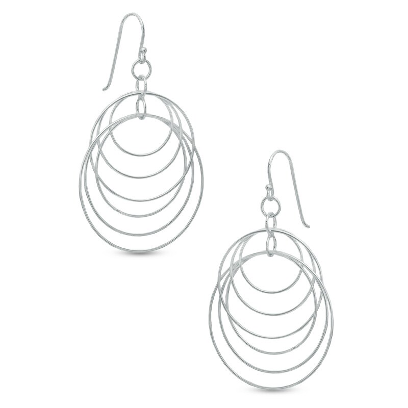 Multi-Rings Dangle Earrings in Sterling Silver