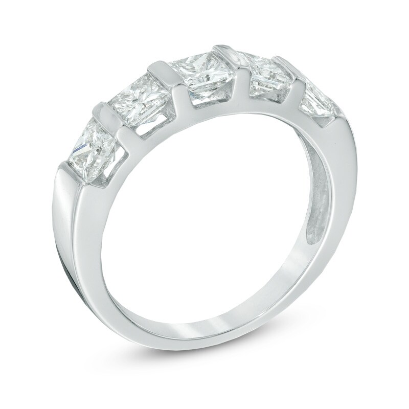 1-1/2 CT. T.W. Princess-Cut Diamond Five Stone Band in 14K White Gold