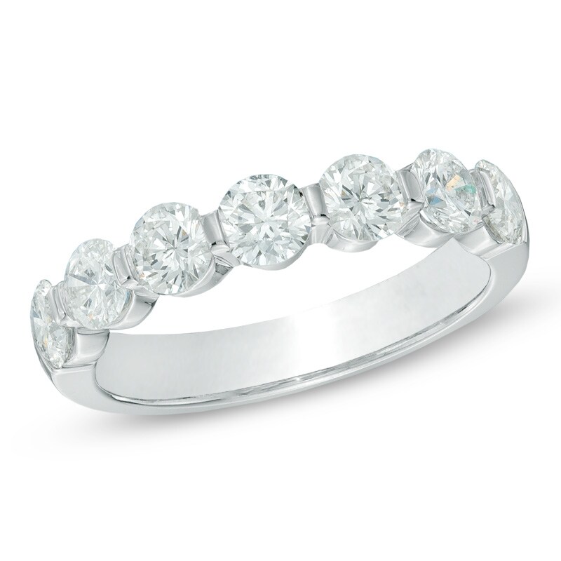 Main Image 1 of 1-1/2 CT. T.W. Diamond Seven Stone Band in 14K White Gold