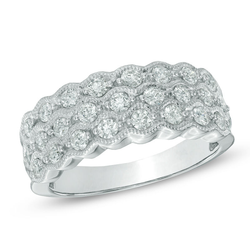 Main Image 1 of 3/4 CT. T.W. Diamond Multi-Row Band in 14K White Gold
