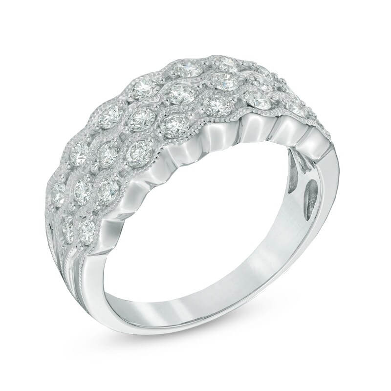 Main Image 2 of 3/4 CT. T.W. Diamond Multi-Row Band in 14K White Gold