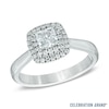 Celebration Ideal 5/8 CT. T.W. Princess-Cut Diamond Double Frame Engagement Ring in 14K White Gold (I/I1)