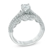 1 CT. T.W. Diamond Vintage-Style Bridal Set in 14K White Gold