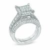 Thumbnail Image 2 of 2 CT. T.W. Princess-Cut Quad Diamond Frame Bridal Set in 14K White Gold