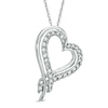 Thumbnail Image 1 of 1/4 CT. T.W. Diamond Tilted Ribbon Heart Pendant in 10K White Gold
