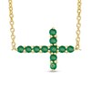 Thumbnail Image 1 of Emerald Sideways Cross Necklace in 10K Gold
