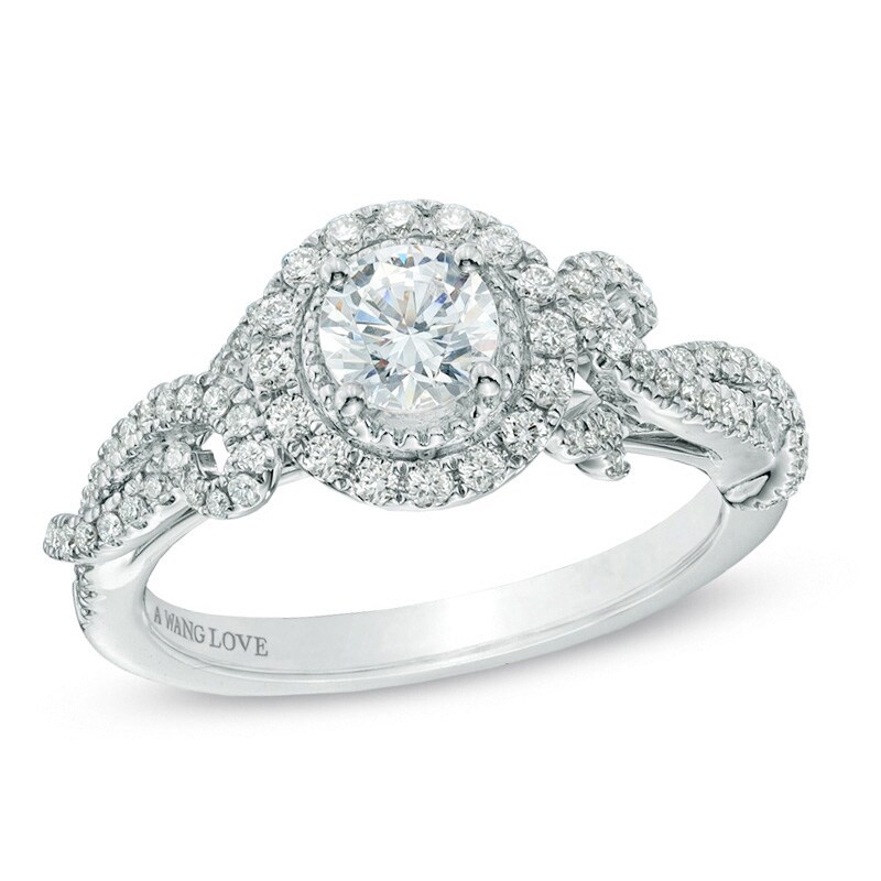Main Image 1 of Vera Wang Love Collection 7/8 CT. T.W. Diamond Vintage-Style Engagement Ring in 14K White Gold