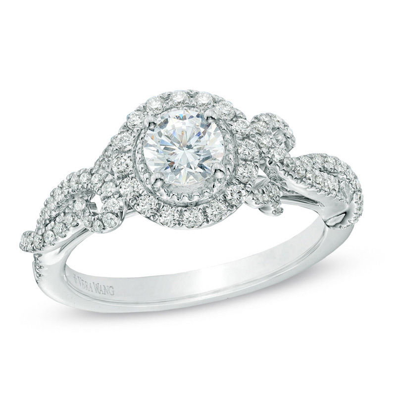Vera Wang Love Collection 7/8 CT. T.W. Diamond Vintage-Style Engagement Ring in 14K White Gold