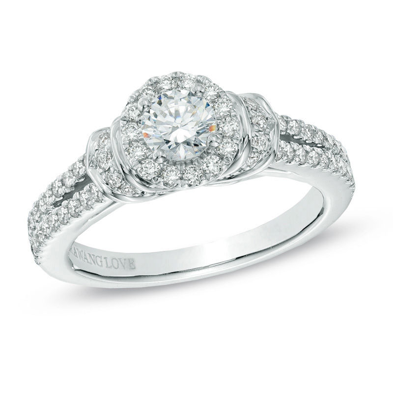 Vera Wang Love Collection 3/4 CT. T.W. Diamond Collar Engagement Ring in 14K White Gold