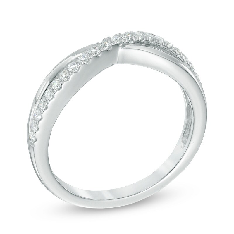 Main Image 2 of 1/4 CT. T.W. Diamond Split Shank Wedding Band in 14K White Gold
