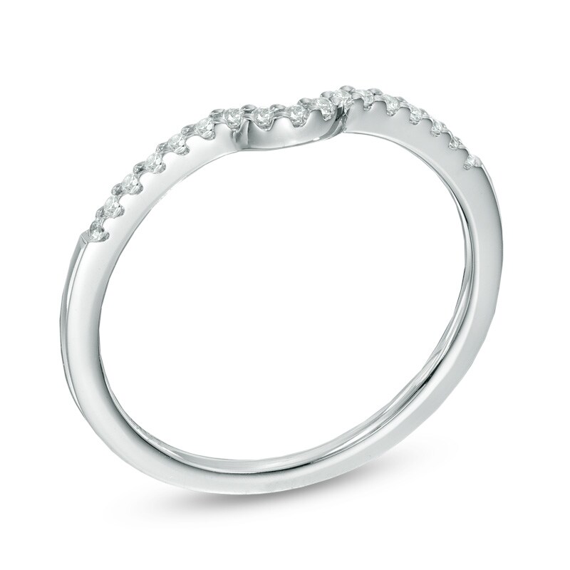 Main Image 2 of 1/10 CT. T.W. Diamond Contour Wedding Band in 14K White Gold