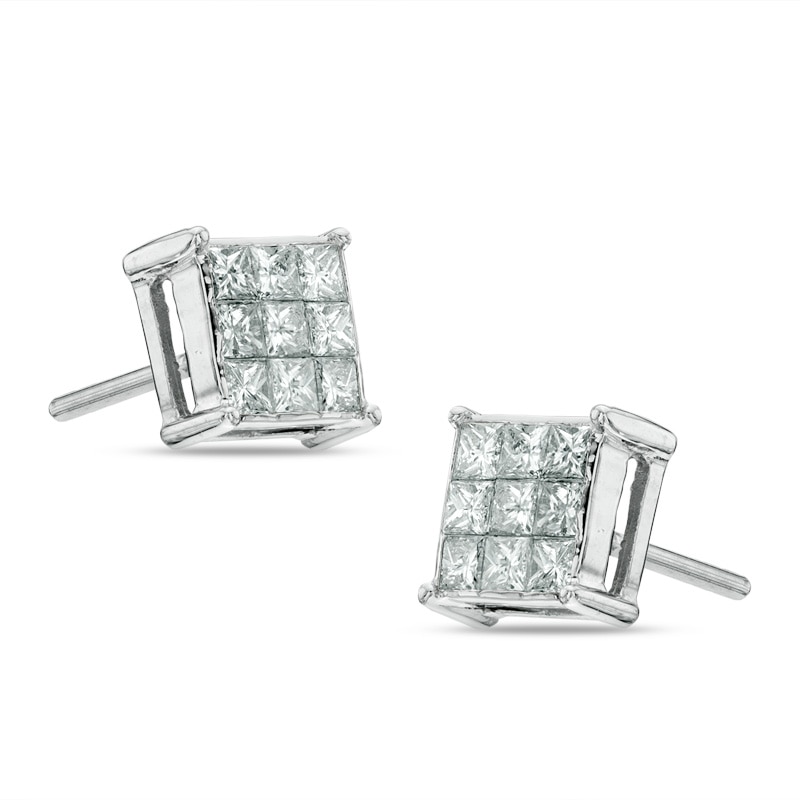 zales square diamond earrings