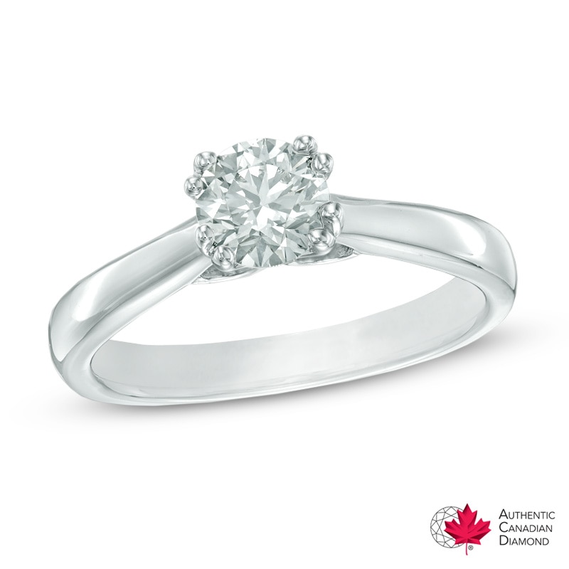 3/4 CT. Certified Canadian Diamond Solitaire Engagement Ring in 18K White Gold (I/SI2)