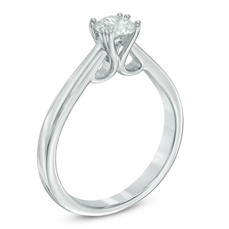 Main Image 2 of 1/2 CT. Certified Canadian Diamond Solitaire Engagement Ring in 18K White Gold (I/SI2)