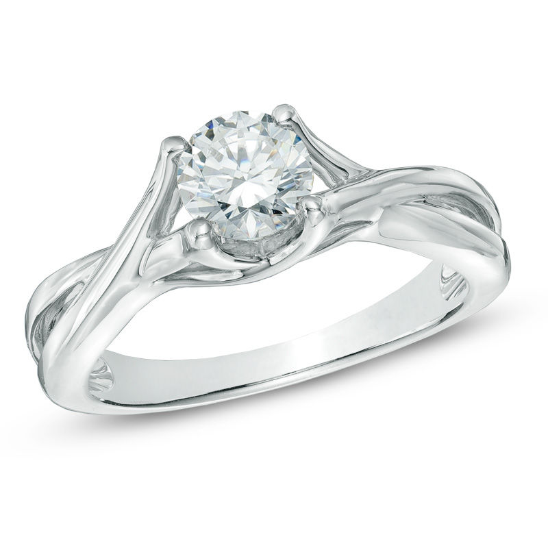 3/4 CT. Diamond Solitaire Split Shank Engagement Ring in 14K White Gold