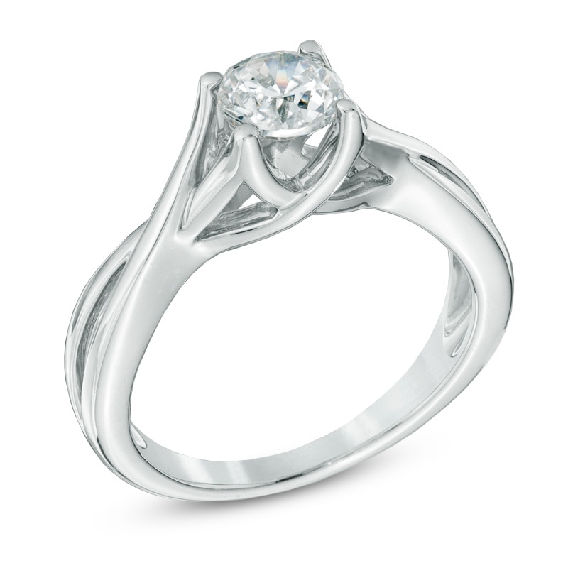 3/4 CT. Diamond Solitaire Split Shank Engagement Ring in 14K White Gold