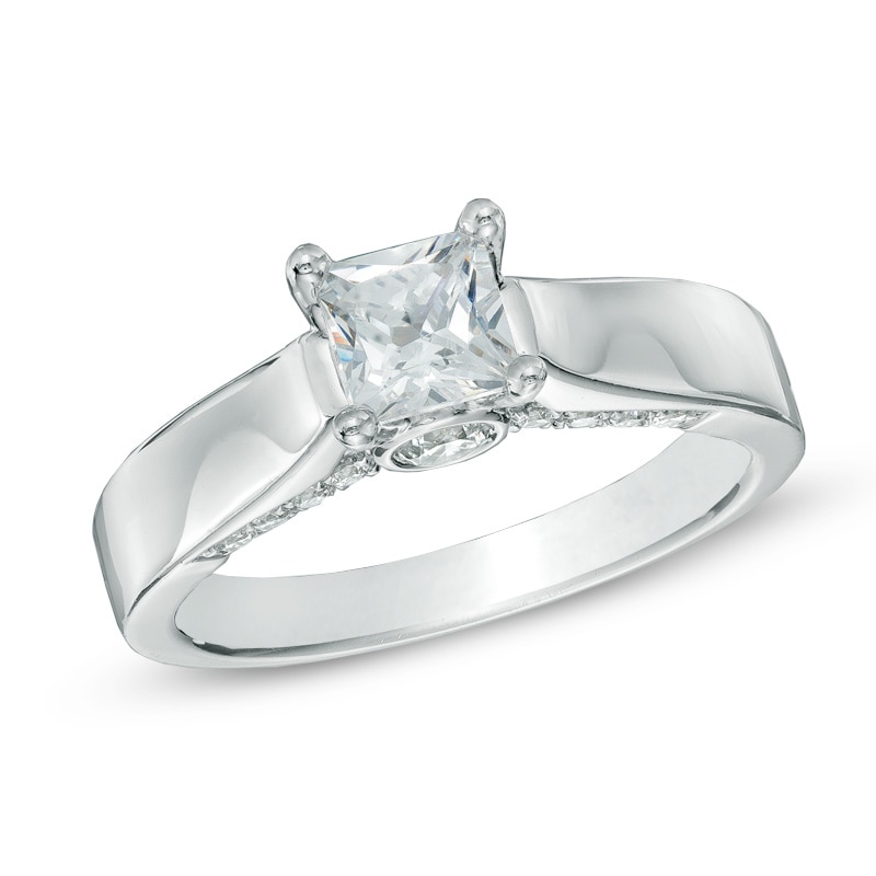 1 CT. T.W. Princess-Cut Diamond  Engagement Ring in 14K White Gold