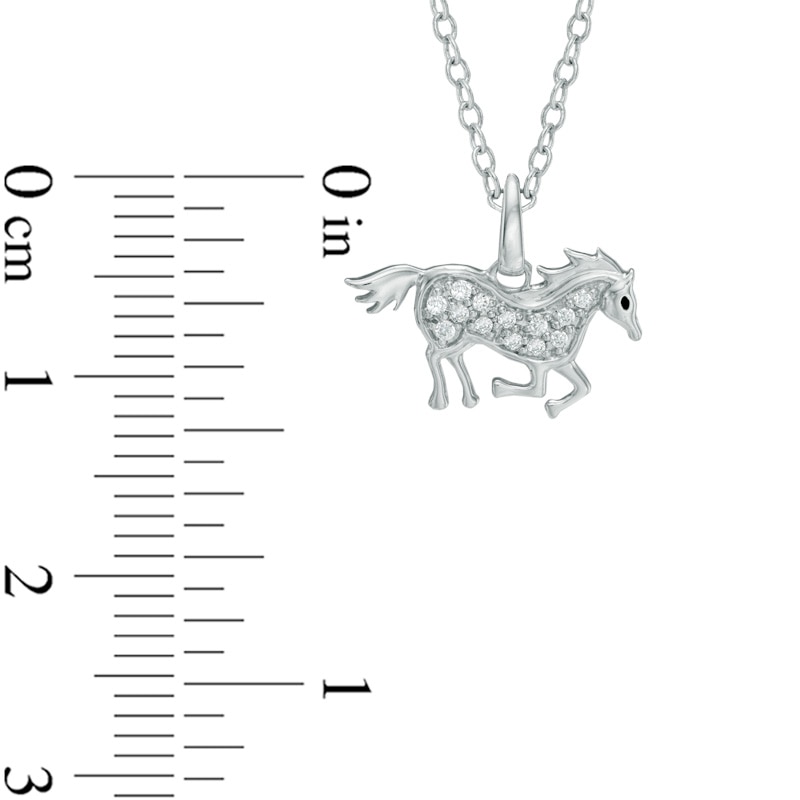 Main Image 2 of Diamond Accent Galloping Horse Pendant in Sterling Silver
