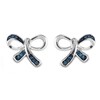 Thumbnail Image 0 of 1/20 CT. T.W. Enhanced Blue Diamond Dainty Bow Stud Earrings in Sterling Silver