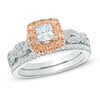 Thumbnail Image 0 of 1 CT. T.W. Champagne and White Diamond Square Frame Bridal Set in 14K Two-Tone Gold