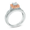 Thumbnail Image 1 of 1 CT. T.W. Champagne and White Diamond Square Frame Bridal Set in 14K Two-Tone Gold
