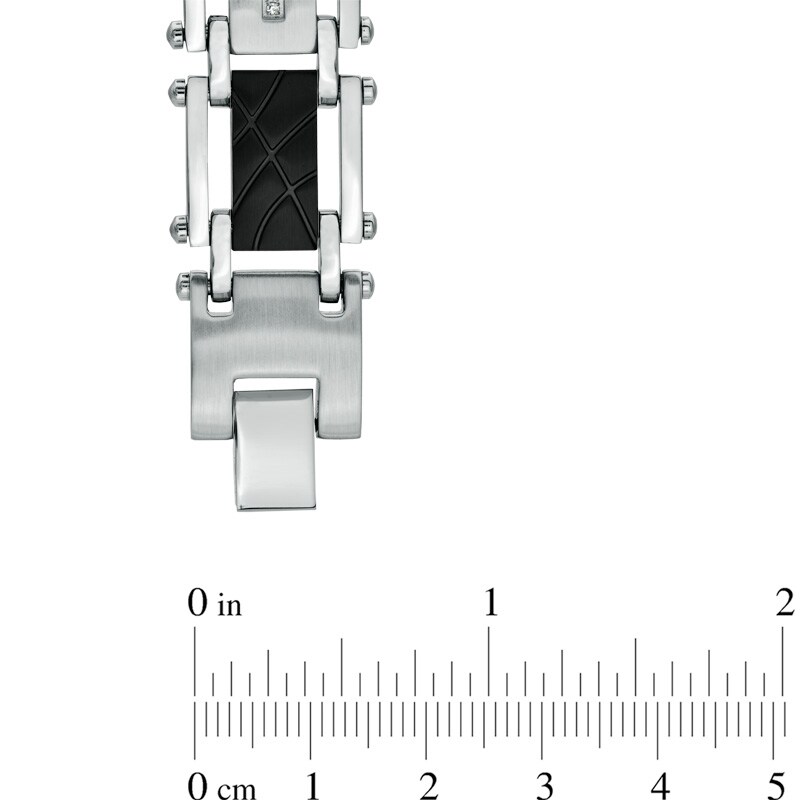 Main Image 3 of Men's 1/4 CT. T.W. Diamond Cross Bracelet in Two-Tone Stainless Steel - 8.5"
