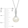 Thumbnail Image 2 of 8.0-9.0mm Cultured Freshwater Pearl and Lab-Created White Sapphire Pendant, Ring and Earrings Set in Sterling Silver