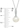 Thumbnail Image 3 of 8.0-9.0mm Freshwater Cultured Pearl and Lab-Created White Sapphire Pendant, Ring and Earrings Set in Sterling Silver