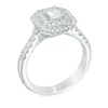 Thumbnail Image 1 of Celebration Ideal 1 CT. T.W. Emerald-Cut Diamond Frame Engagement Ring in 14K White Gold (I/I1)