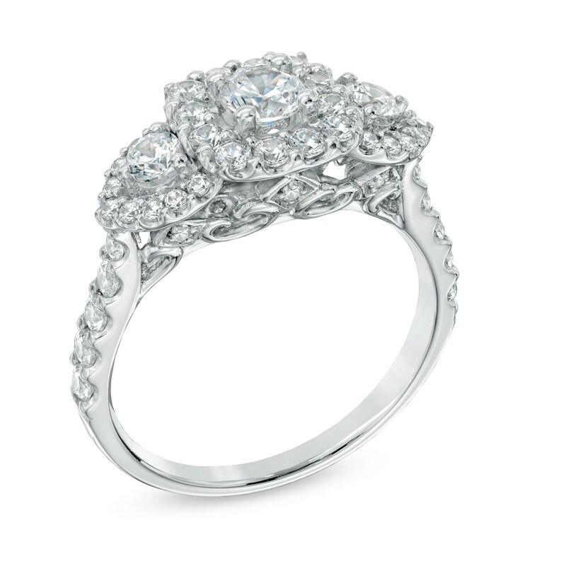 1-1/4 CT. T.W. Diamond Frame Past Present Future® Engagement Ring in 14K White Gold