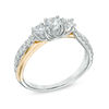 Thumbnail Image 1 of 3/4 CT. T.W. Split Shank Diamond Past Present Future® Engagement Ring in 14K Two-Tone Gold