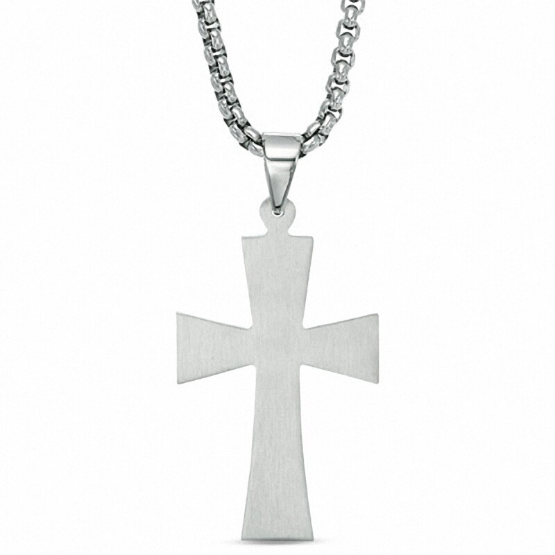 Main Image 3 of Men's Stacked Cross Pendant in Stainless Steel - 24"