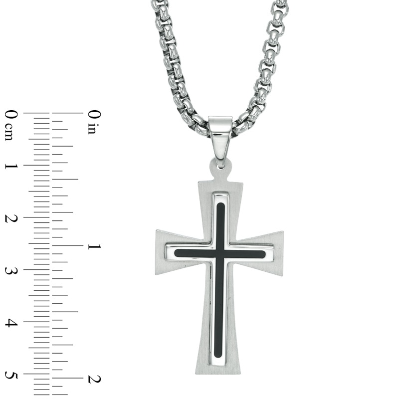 Main Image 4 of Men's Stacked Cross Pendant in Stainless Steel - 24"